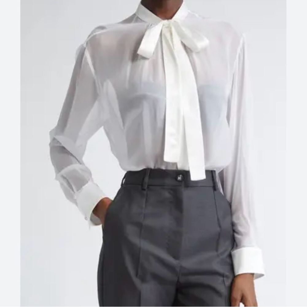 White Women’s Button Down Shirt with Bow